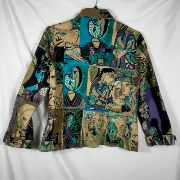 Mirror Image Vintage Denim Jacket W/Colorful Abstract Art.  Size Medium.  EUC. - Picture 11 of 11
